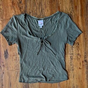 Belle Du Jour Green Tie-Front Crop Top